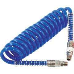 HA5214 Polyurethane Coiled Hose Assembly Blue 7.5m of 6.5mm i/d Hose Male Thread R 1/4 Swivel Ends