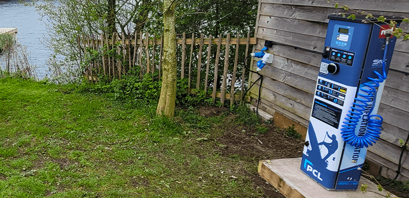 SUP Inflation Station installed  next to the lake at Alderford Lake, Whitchurch